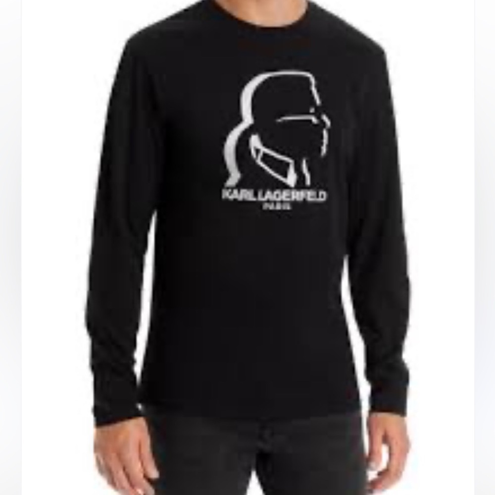 KARL LAGERFELD PARIS Karl Profile 2 Long Sleeve Sz S Graphic Tee